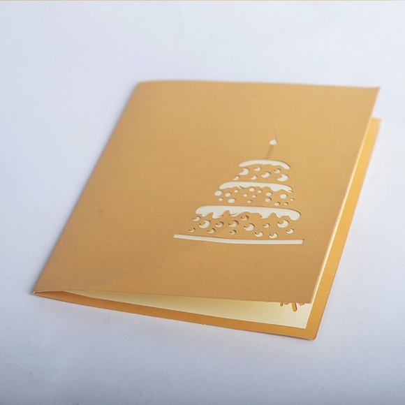 *BIRTHDAY* Gold 3D Cake Greeting Card w/ Envelope - Picture 3 of 5